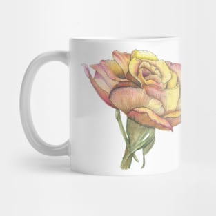 Orange Rose, ink and wash floral watercolor Mug